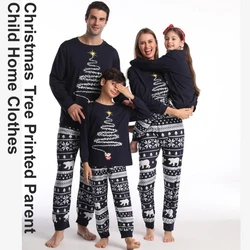 Christmas Tree Print Family Home Wear Pajamas Set Christmas Tree Patterned Parent Child Loungewear for Mother & Child