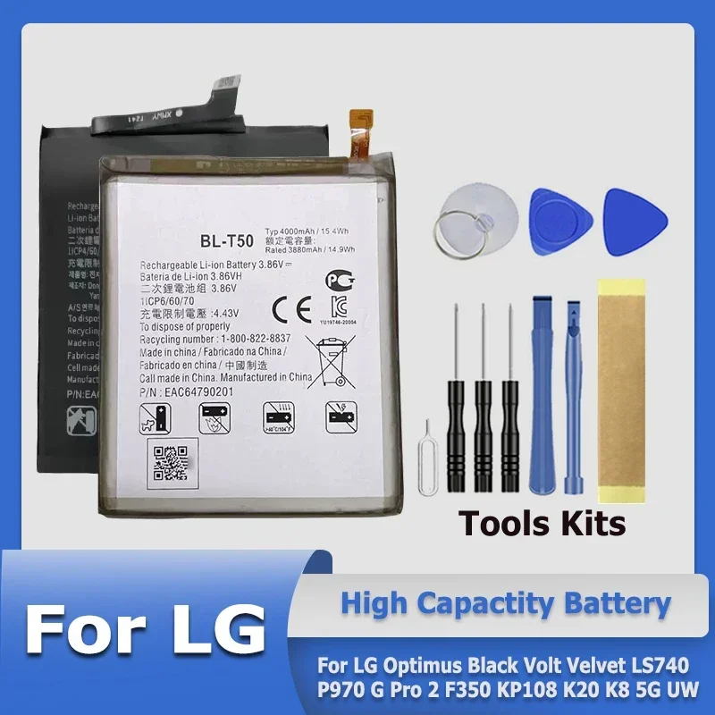 New BL-T50 BL-47TH LGIP-430A BL-O1 BL-44JN Battery For LG Optimus Black Volt Velvet LS740 P970 G Pro 2 F350 KP108 K20 K8 5G UW