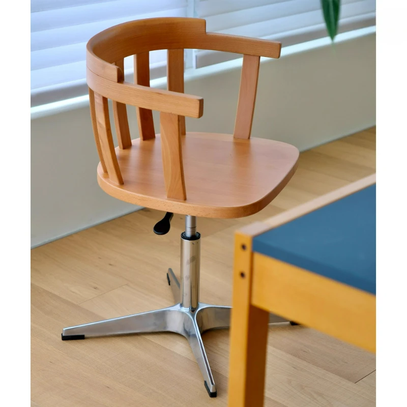 

Medieval solid wood computer chair study desk office chair household rotating lifting backrest chair