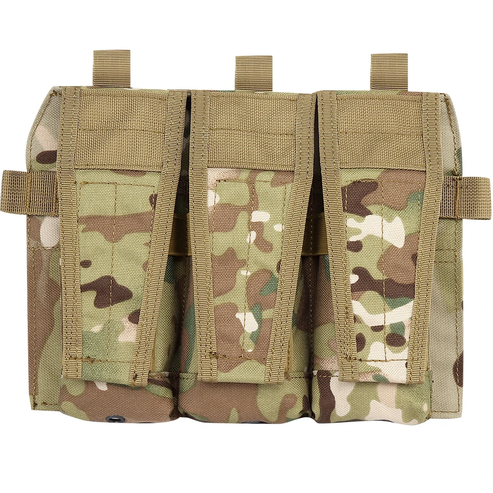 Wosport JPC 2.0 5.56 Triple Mag Pouch 1000D Nylon Hook Loop Front Panel Modular Triple Storage for Airsoft Outdoor Training Gear