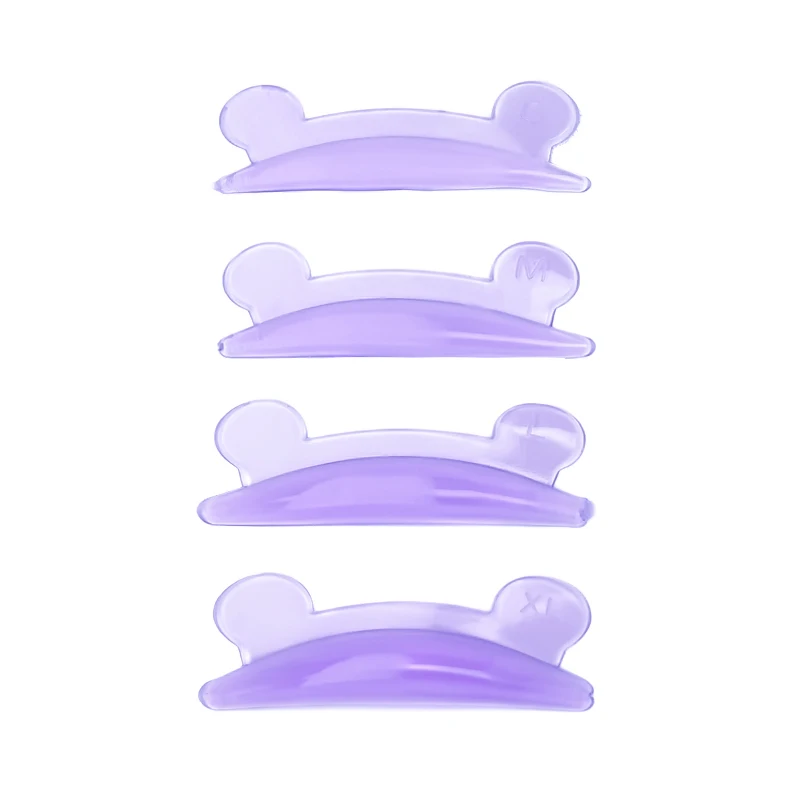 High Quality 4 Pairs Purple Eyelash Extension Silicone Pads Cute Bear-Shape Lash Lift Perm Pad Grafting Lashes Makeup Tools