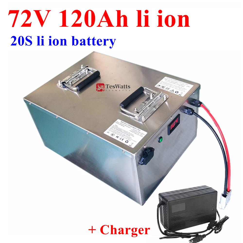 waterproof li ion 72v 120Ah lithium ion battery 100A BMS for 7000w 6000W bike tricycle Forklift Motocycle AGV +10A charger