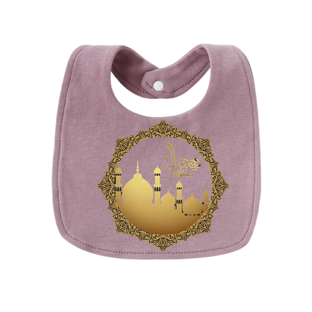 Eid Print Infant Feeding Bib 2-Layer Adjustable Snap Design Leak Proof Kawaii Hot Sale Baby Accessories