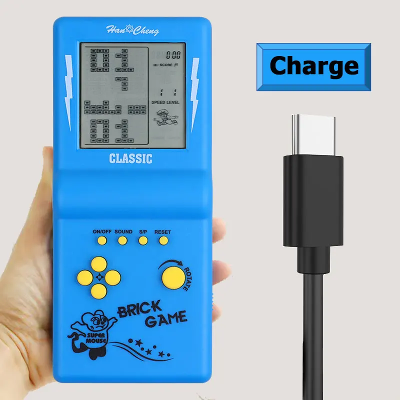 Reproductor de juegos portátil Retro recargable, consola de juegos nostálgica con carga tipo C con interruptor para máquina Tetris, rompecabezas para niño, juguetes de regalo