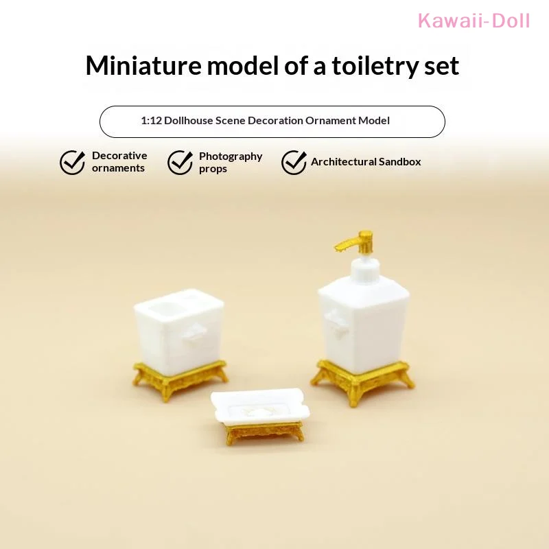 1/3Pcs 1:12 Scale Dollhouse Miniature Lotion Bottle & Soap Dish Mini Toothbrush Holder Nordic Style Model Bathroom Accessory Set