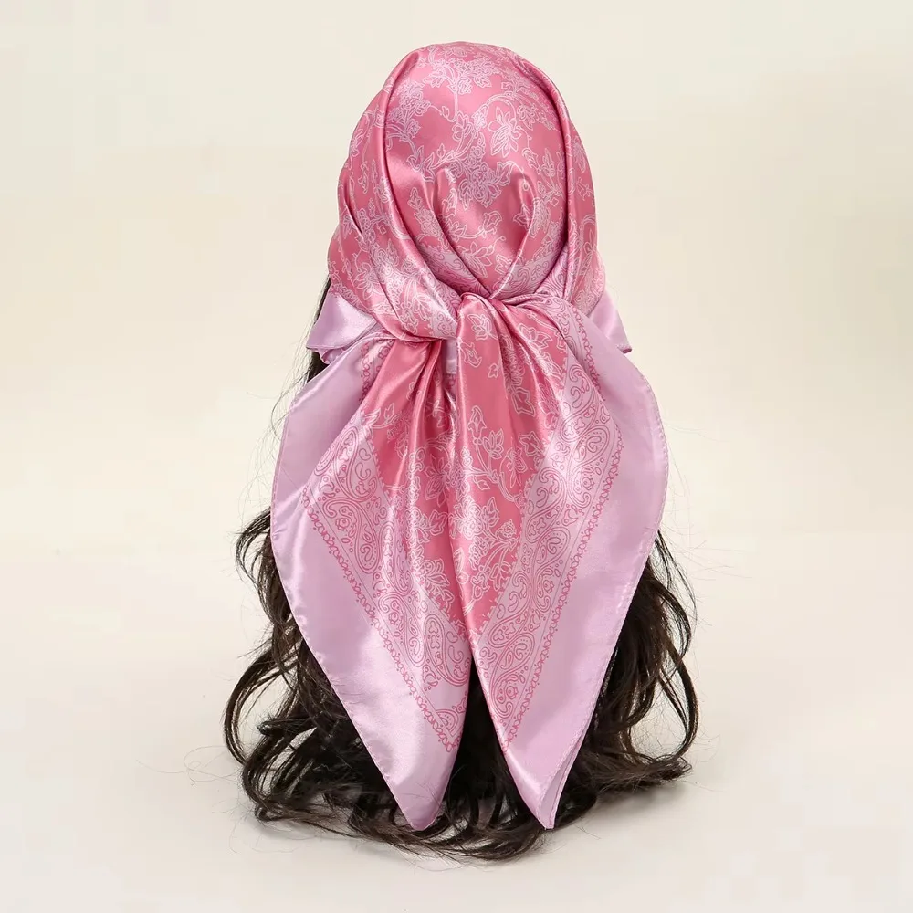 

Luxury Designers 90*90cm Square Scarf Line Foulard Headband Smooth Silk Scarf Printed Satin Wraps Women
