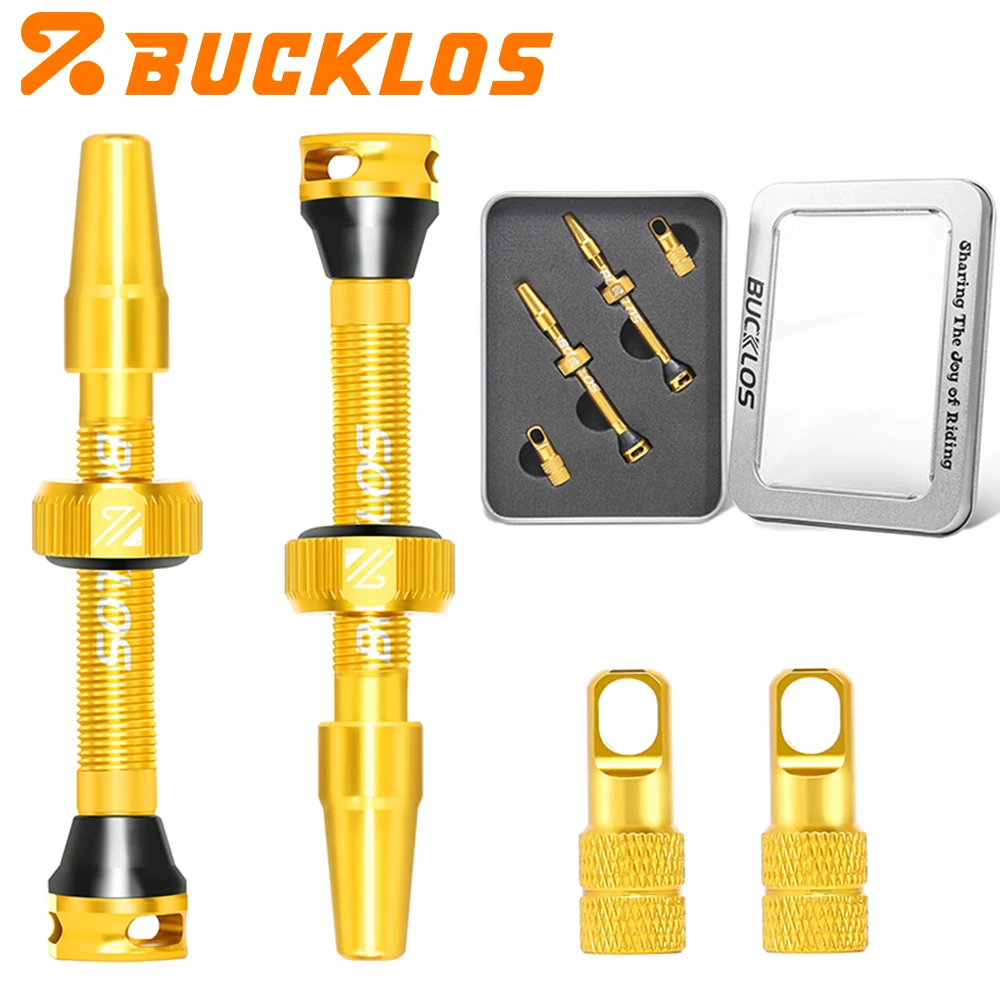 BUCKLOS Fahrrad Tubeless-Ventil 40mm 44mm CNC-Fahrradventile für Tubeless-Reifen Presta-Ventile für Rennrad und Gravel-Bike F/V-Ventile