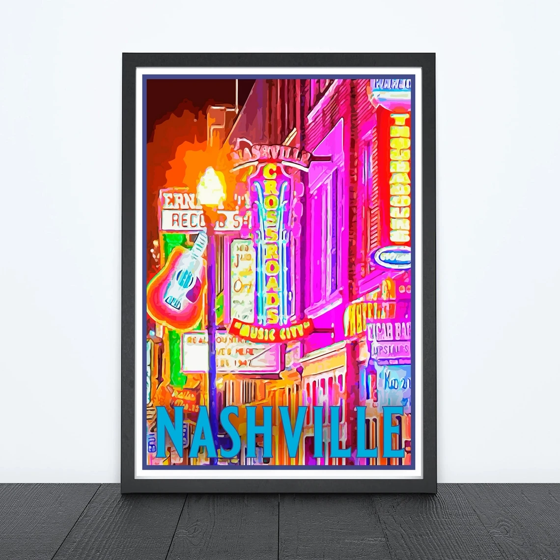 Nashville Travel Poster, Vintage Serigraph Style Poster, Tennessee, Wall Art, Travel, Vacation, Souvenir, Frame Not Included