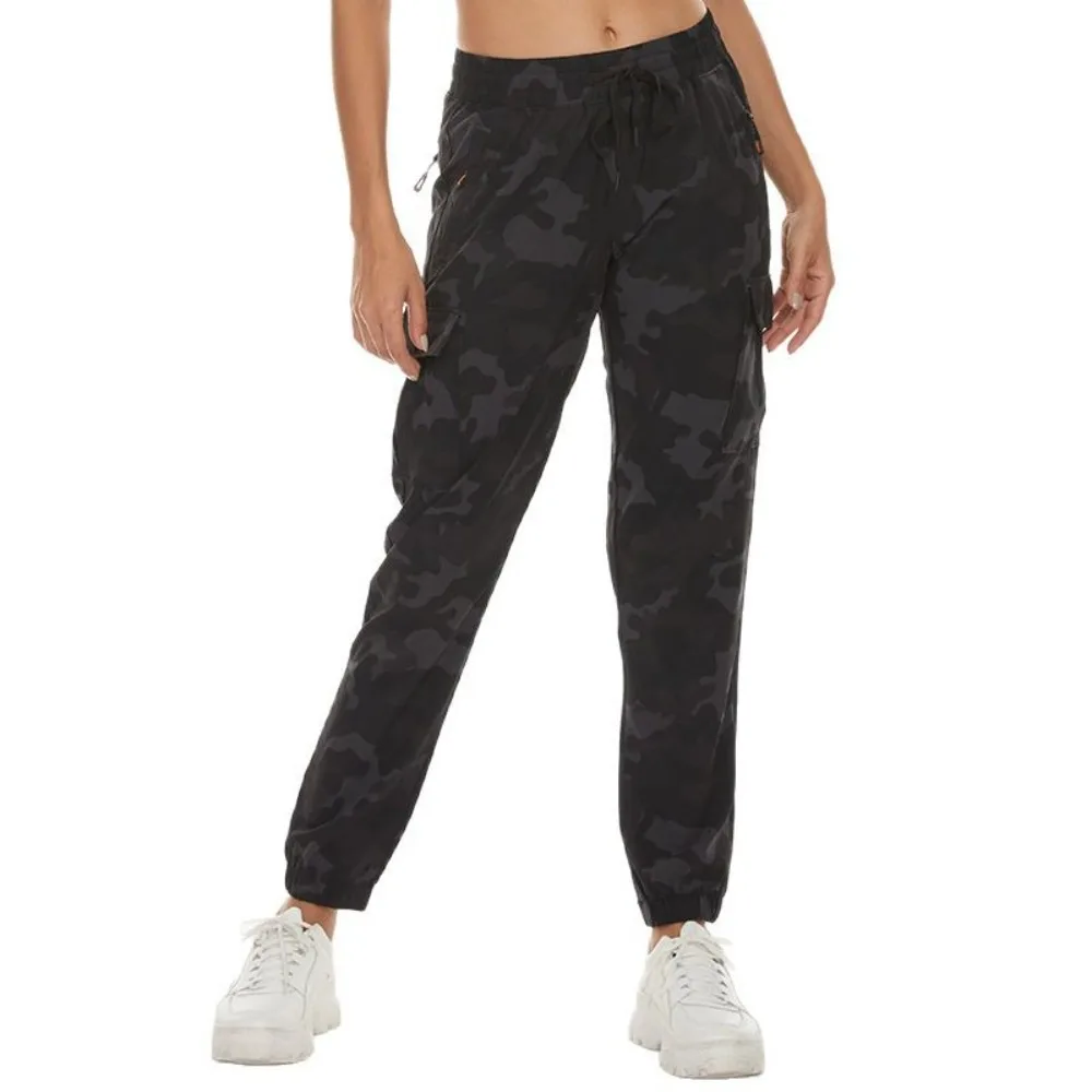 Été nouvelles femmes camouflage Joggers femmes cordon taille entraînement Yoga conique pantalons de survêtement piste manchette Sport pantalon avec poches