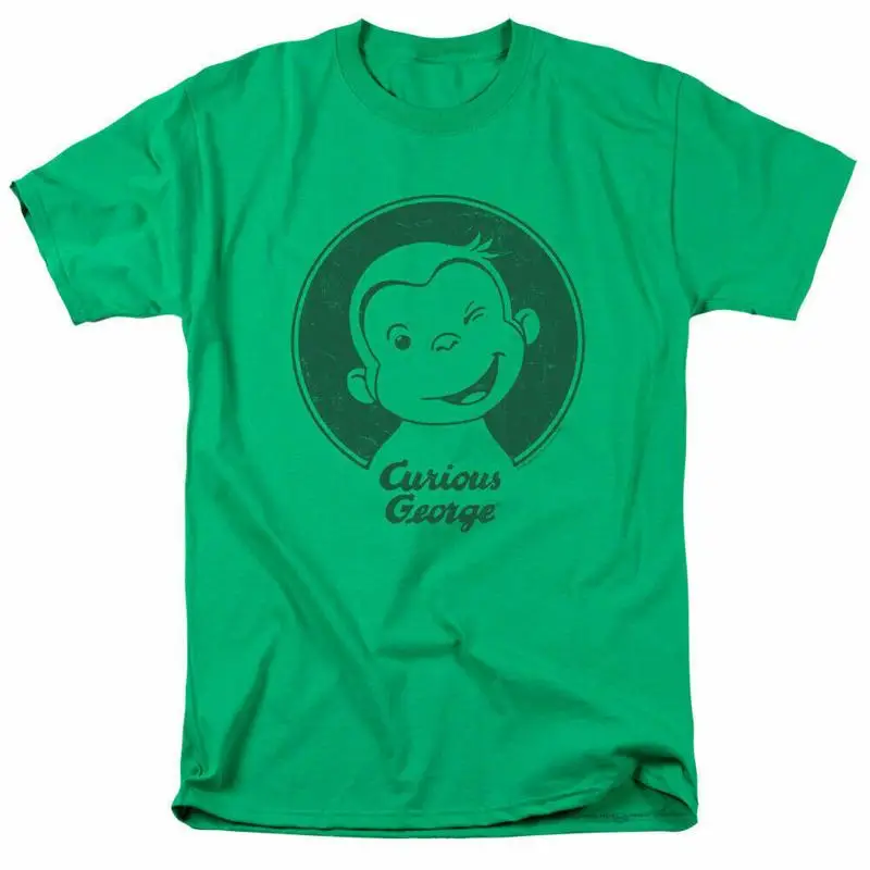 

Классическая футболка Curious George Wink, мужская лицензированная с героями мультфильмов, зеленая