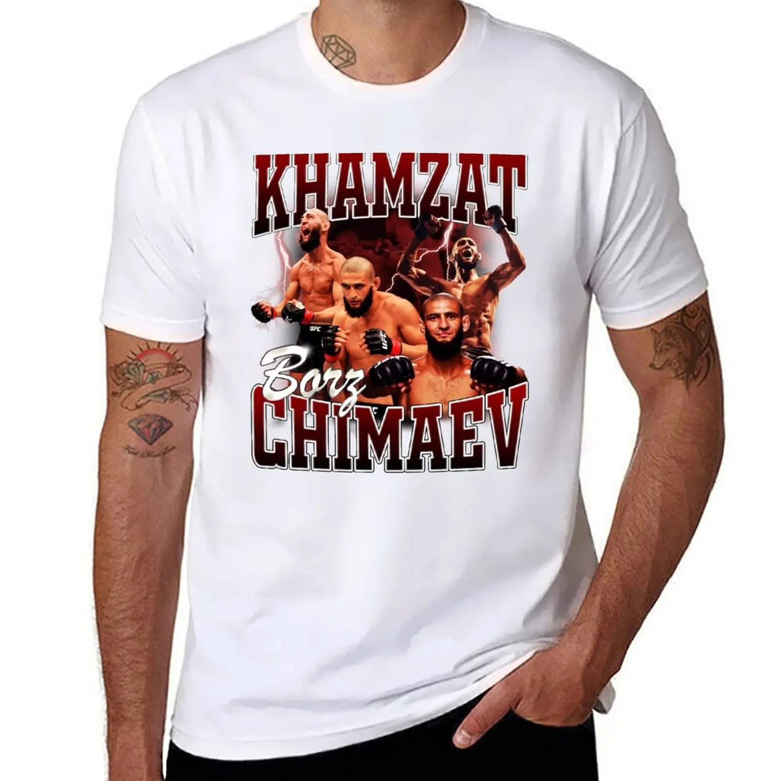 

Khamzat Chimaev Bootleg T-Shirt Abstract Pattern Print Top