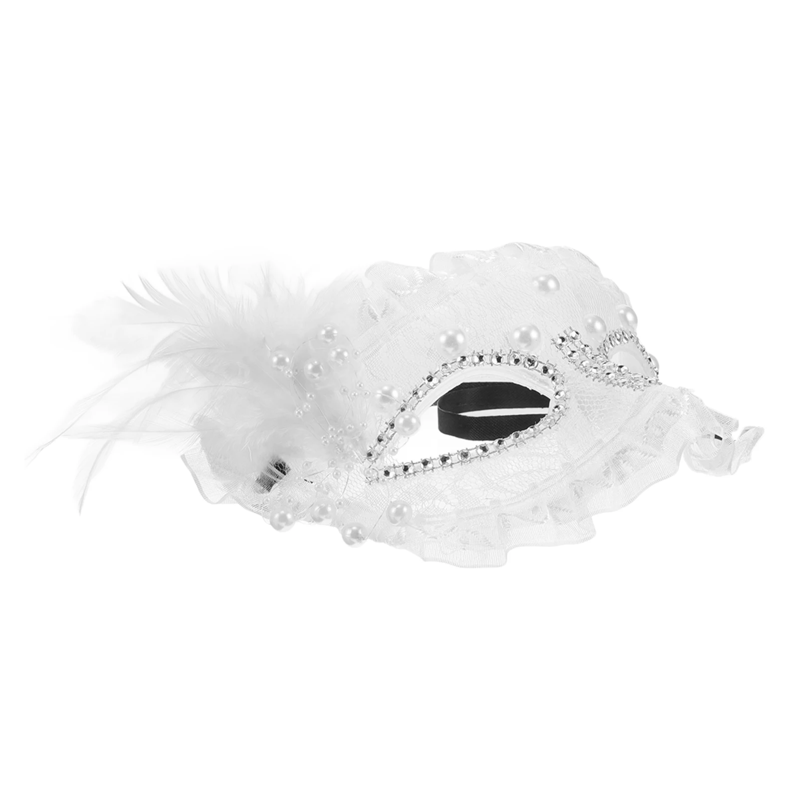 

Princess Mask White Half Face Masquerade Costume Accessory Lace Eye Cover Reusable Comfortable Halloween Prom Ball