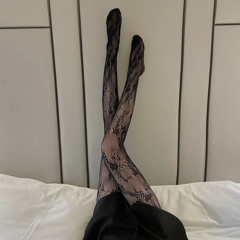 Bas résille College pour femmes, collants sexy, collants en maille Lolita, bonneterie de fête de club, nouveau motif, fleur de rose, vigne, mode