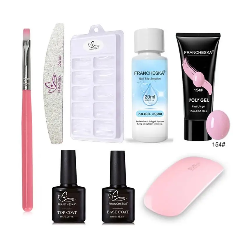 Gel Glue Nail Kit com Ferramentas de Manicure, LED Hard Gels Builder, Nail Extensão, Fortalecer Nail Gel, Arte