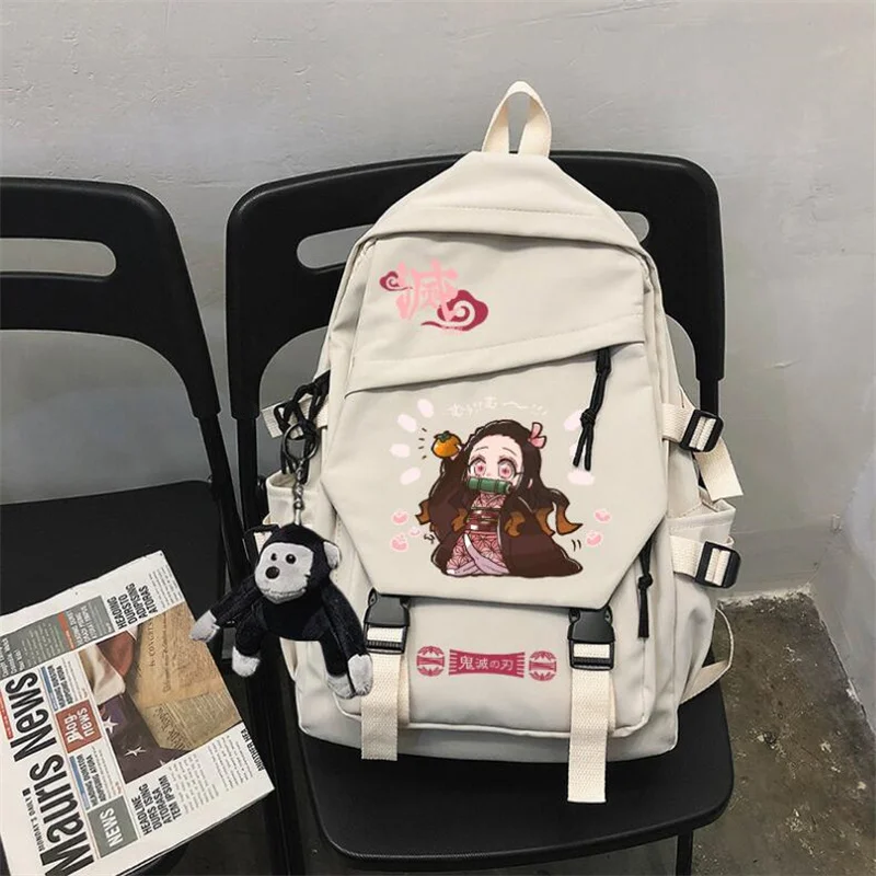 

Demon Slayer Nezuko Backpack Mochila Teenarges Schoolbag Boys Girls Anime Cartoon Laptop Outdoor Shoulder Bags With Plush Toy