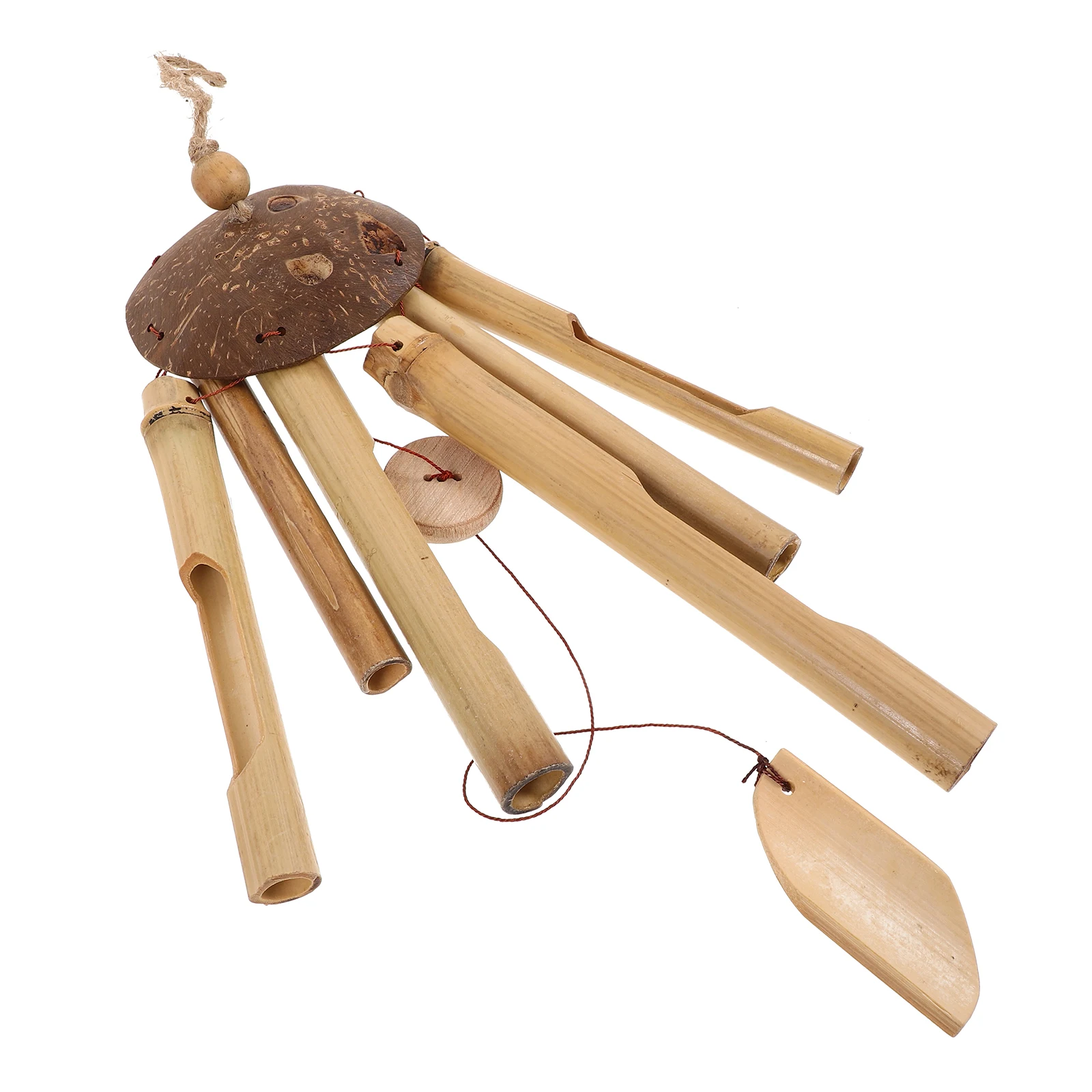 

Bamboo Wind Decor Outdoor Tube Small Coconut Top Handcrafted Wind Patio Decor Chime Garden Patio Home Accessories