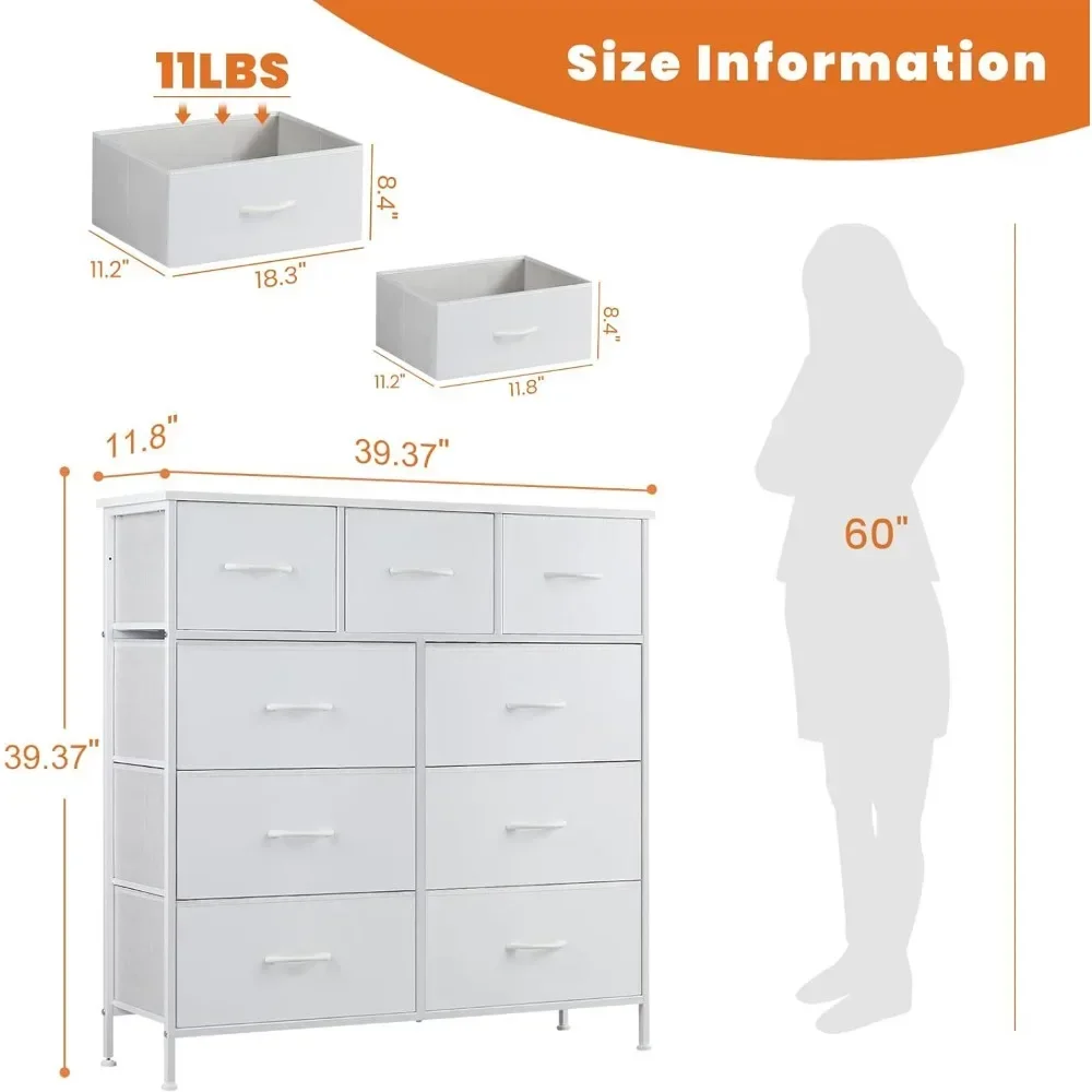 Dresser with 9 Drawers, Storage Unit Organizer Chest for Clothes, Tall Dressers & Chests of Drawers for Bedroom, Hallway image 6