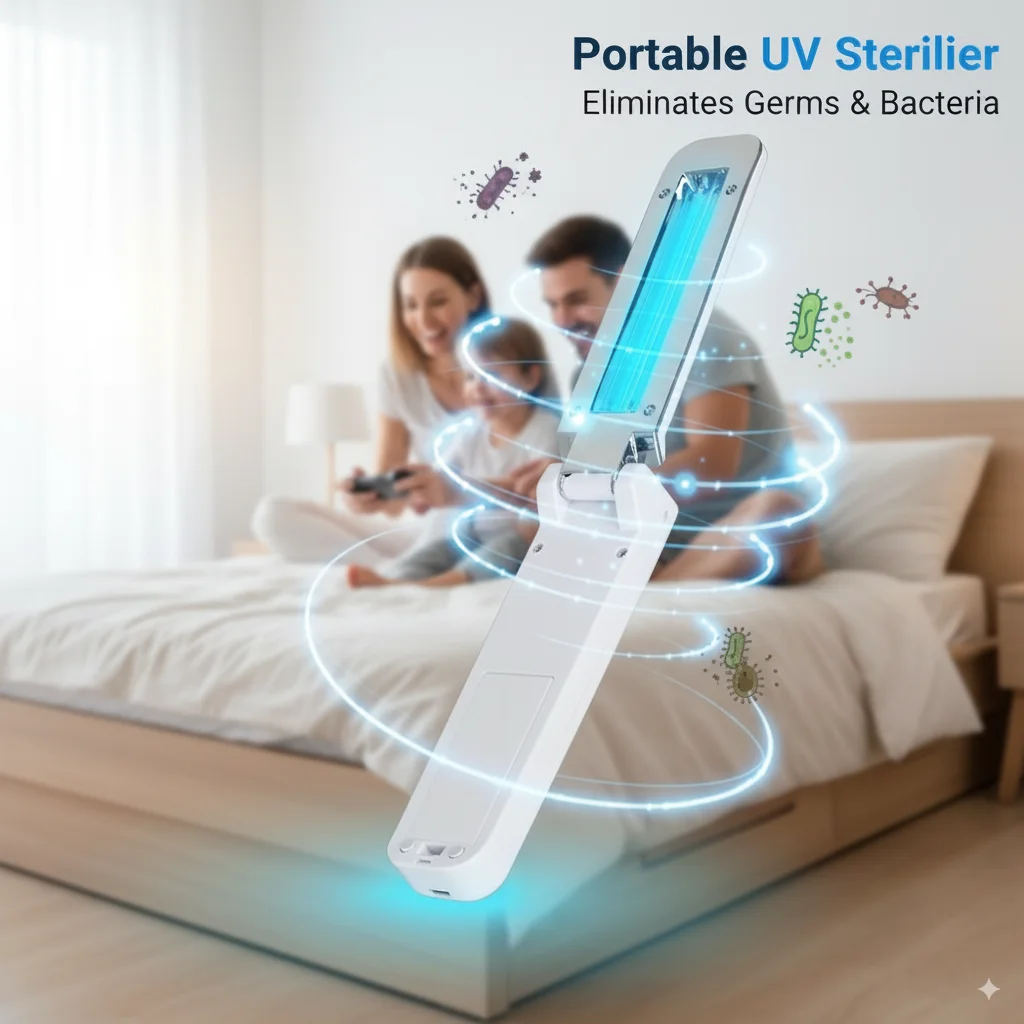 Image of UVC-keimtötende Lampe, Schwerkraftinduktion, tragbar, zusammenklappbar, LED-Quarz-UV-Lichtstab für Raumdesinfektion, Sterilisation 254