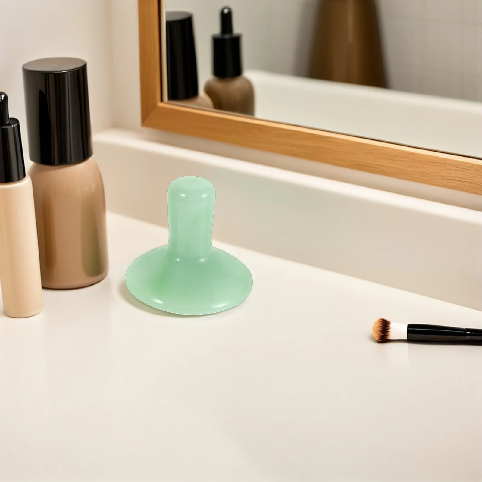 Piedra Guasha de Jade con forma de seta para esculpir el cuello y la cara, herramienta Facial antiarrugas, mejora la rutina del cuidado de la piel, 2 uds.