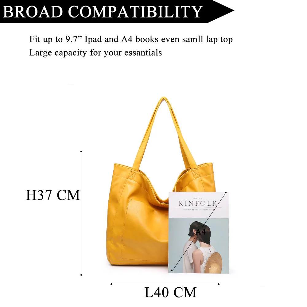 Women\'s large bag with pocket Soft leather portable One shoulder Vintage oil wax leather Large capacity 2024 new Tote bag Woman