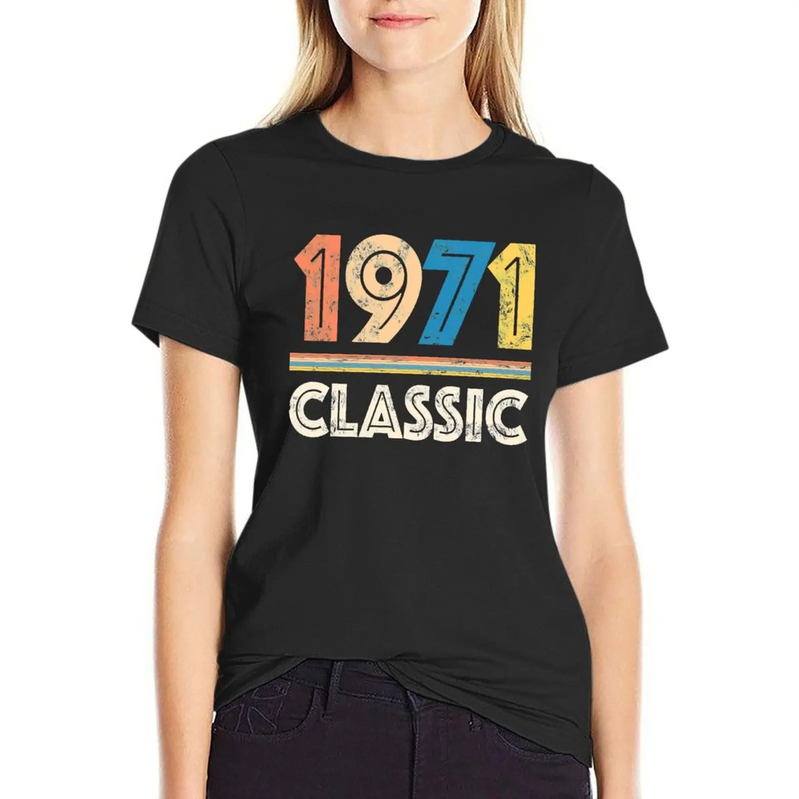 Vintage RETRO 1971 birthday T-Shirt shirts graphic tees hippie clothes tight shirts for Women