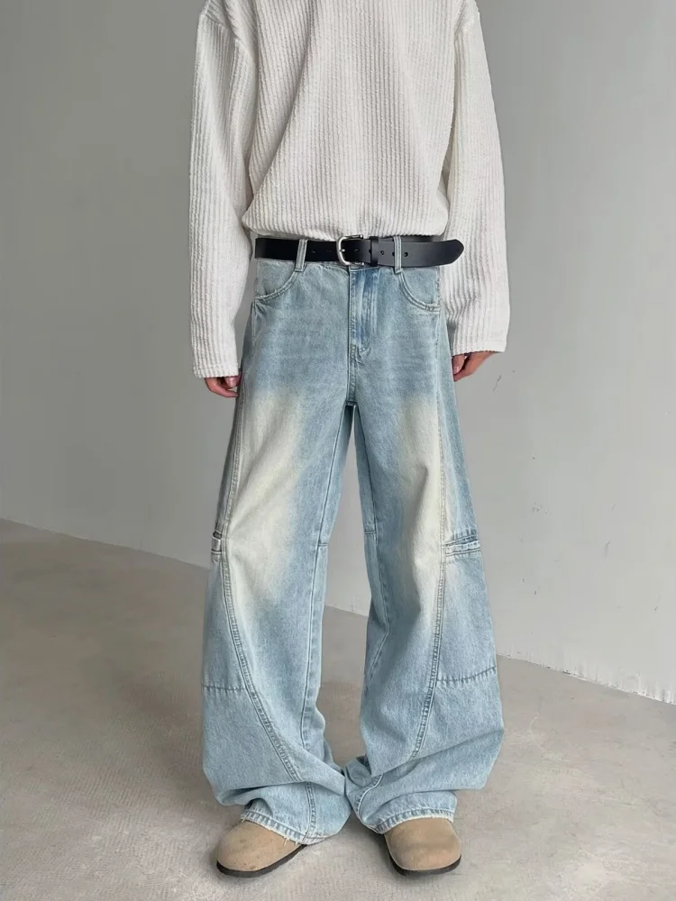 

Trashy Y2K 2000S Washed Blue Baggy Jeans Pants For Men 90S Vintage Clothes Wide Leg Denim Korean Casual Trousers Pantalon Hombre