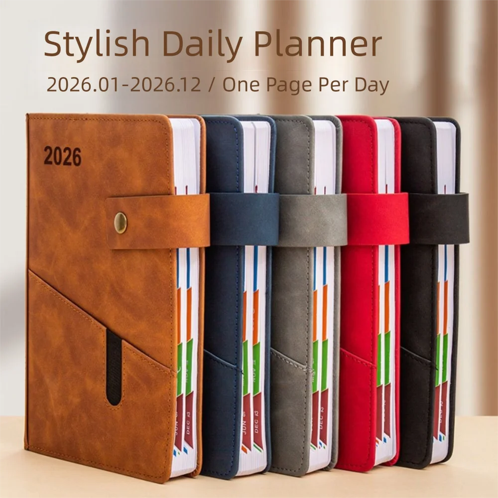 English 2026 Schedule Planner Notepad 12 Months Bookmark 365 Days Efficiency Notebook Thick Paper Wear-resistant