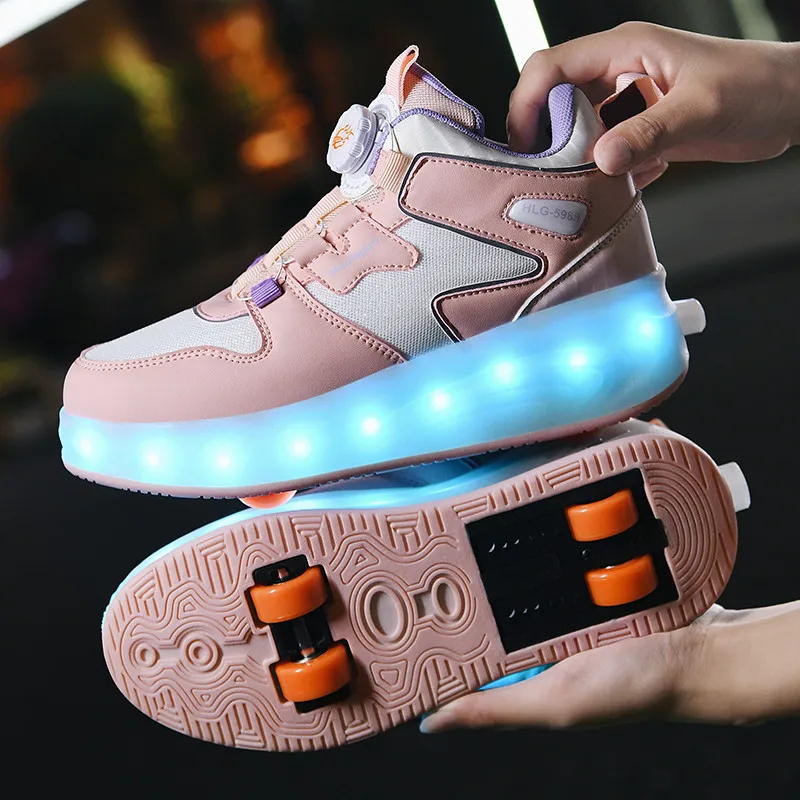 Children's Classic style4-Wheel Dual-Use Roller Skates With Detachable Wheels Sneakers for Boys And Girls Shoes