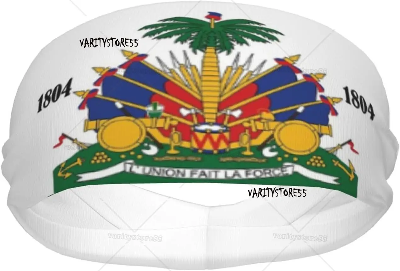Cute Haiti Flag Sweatbands Sports Headband for Men Women Haitian Athletic Sweatband for Running Gym  Working Out