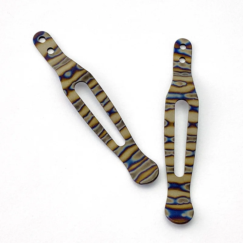 1pcs Titanium Alloy Back Clip Burned Titanium Tiger Pattern Knife Clip for Hinderer XM-18  XM24 Folding Knife Back Clip