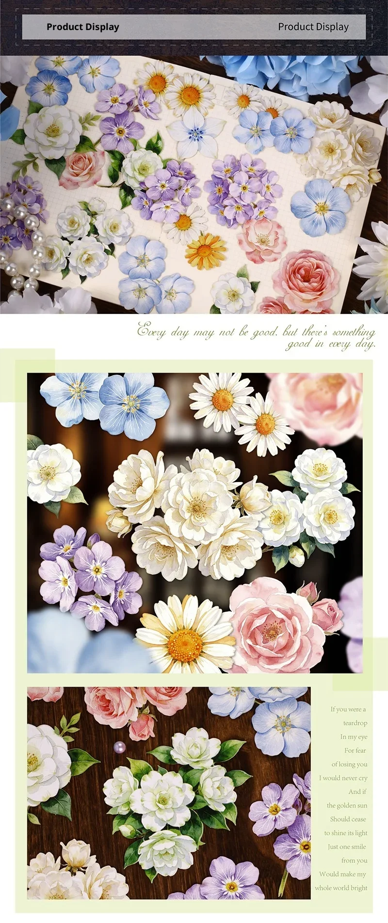 JIANWU Vintage Flower Bloom Landscape Material Collage Scrapbooking Sticker Creative DIY Journal Stationery