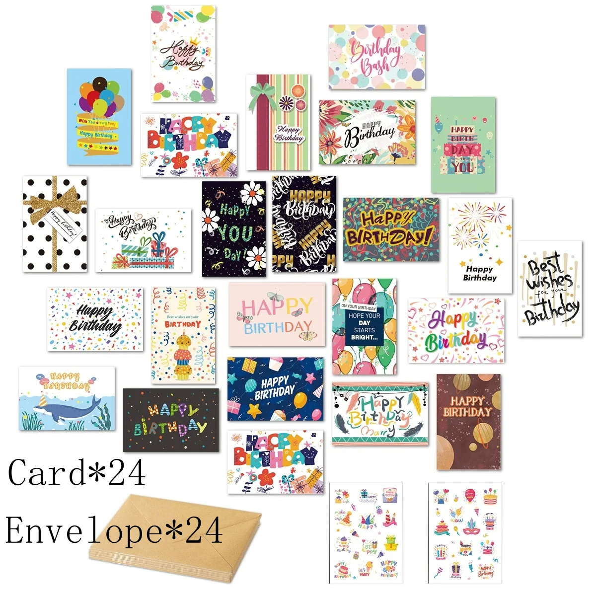 48-teiliges Geburtstagskarten-Set mit Umschlag, für jeden Anlass, einschließlich Weihnachten, Dankeschön, Glückwunsch und emotionale Themen