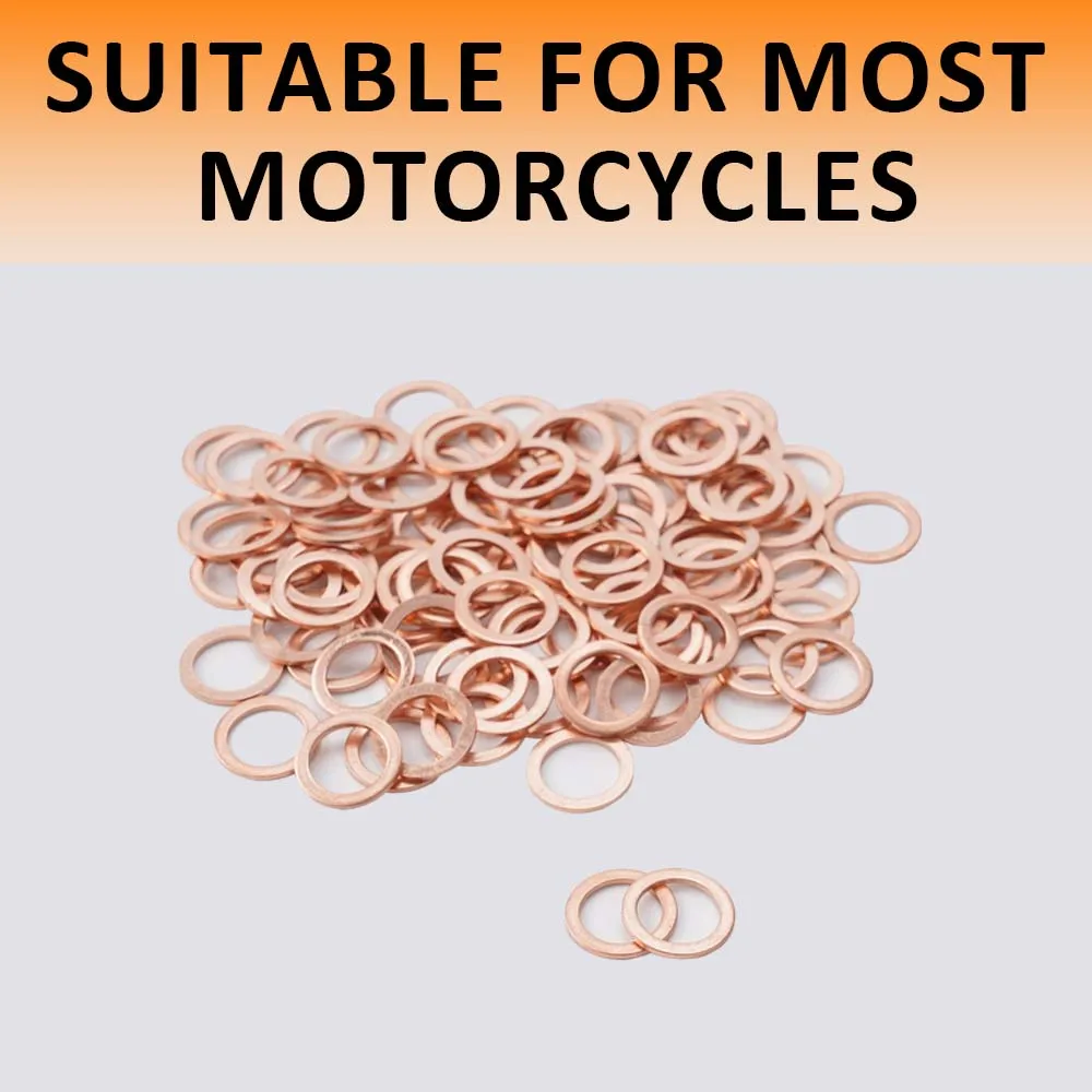 10X 20X M10 10mm Motorcycle Braided Clutch Brake Hose Banjo Seal Copper Crush Washer Motorcycle Hose Washers Accessories Tools