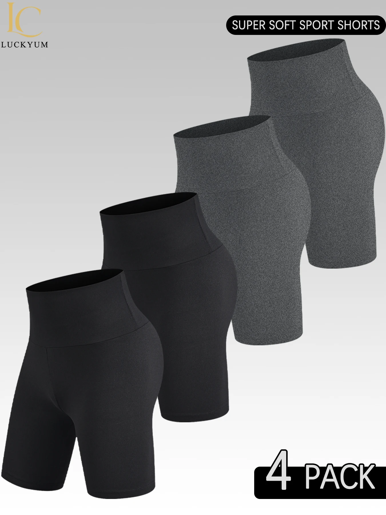 

4 Pack Women's High Waisted Biker Shorts Tummy Control No See Through Workout Yoga Shorts Running Athletic Shorts Push Up Gym