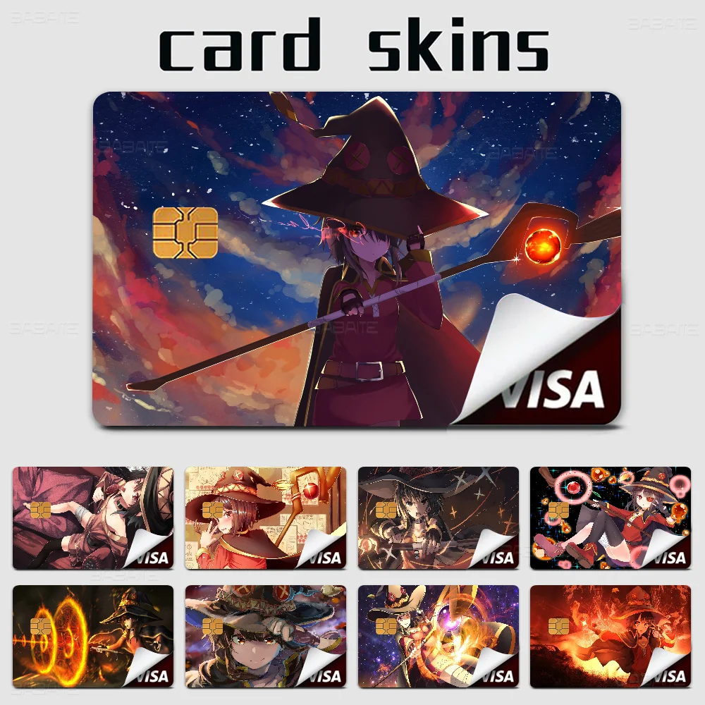 Cute Aqua Konosuba Anime Girl Anime Front Cover Film Sticker Skin For Credit Debit Card Small Large Chip