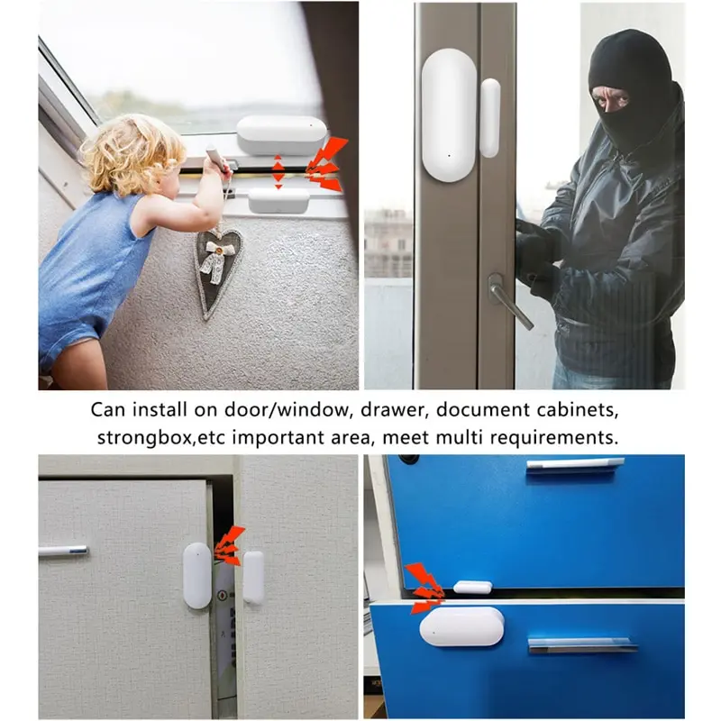 สมาร์ท Wifi เซ็นเซอร์ประตูบ้านอัจฉริยะ Magnetic Sensor เครื่องตรวจจับในครัวเรือนในร่มประตู Alarm Sensor ใช้งานร่วมกับ Alexa Google