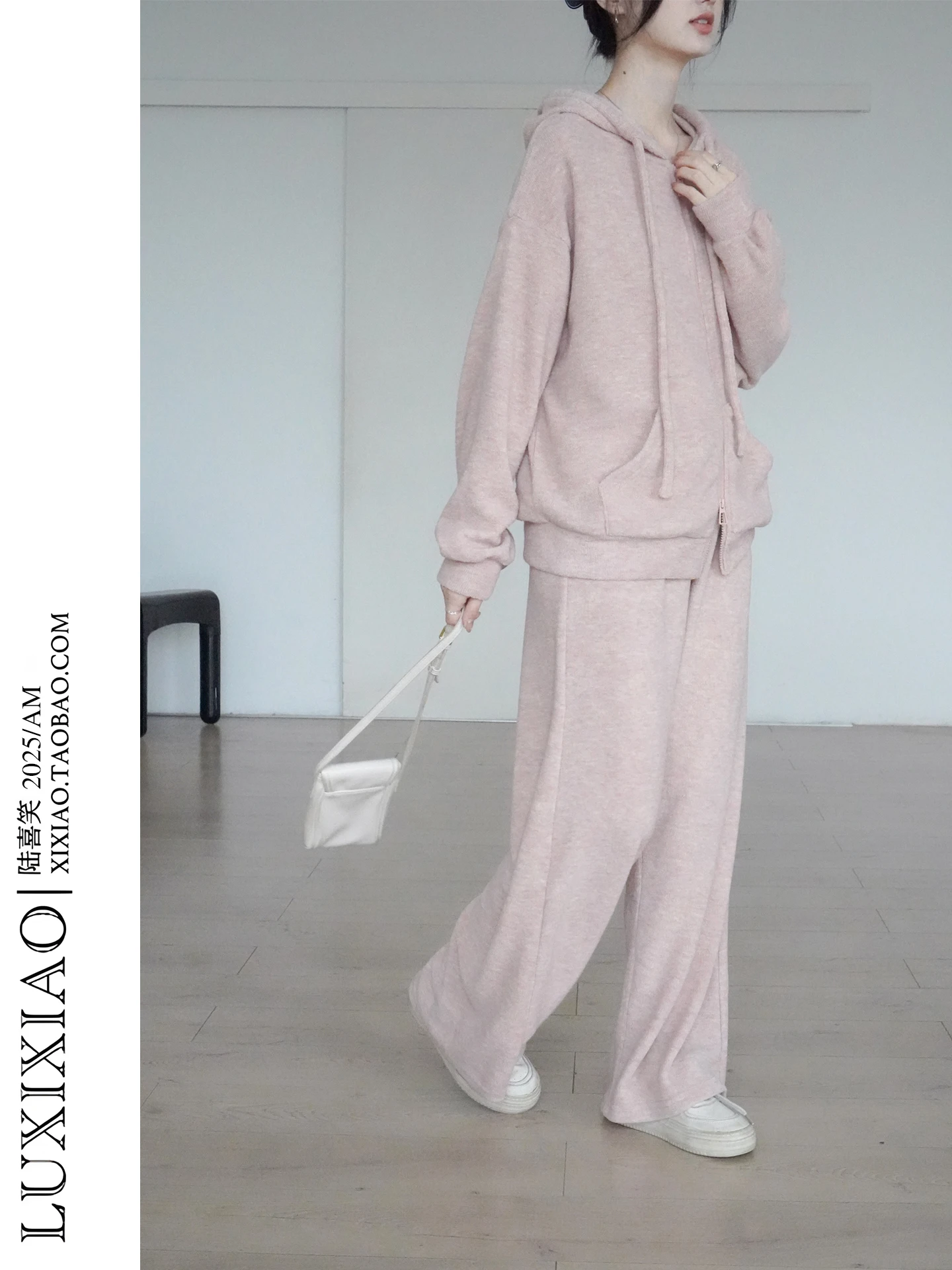 

LUXIXIAO женская вязаная шапка дэт и прямые брюки комплект осень-зима модная повседневная хлопковая смесь с высокой талией