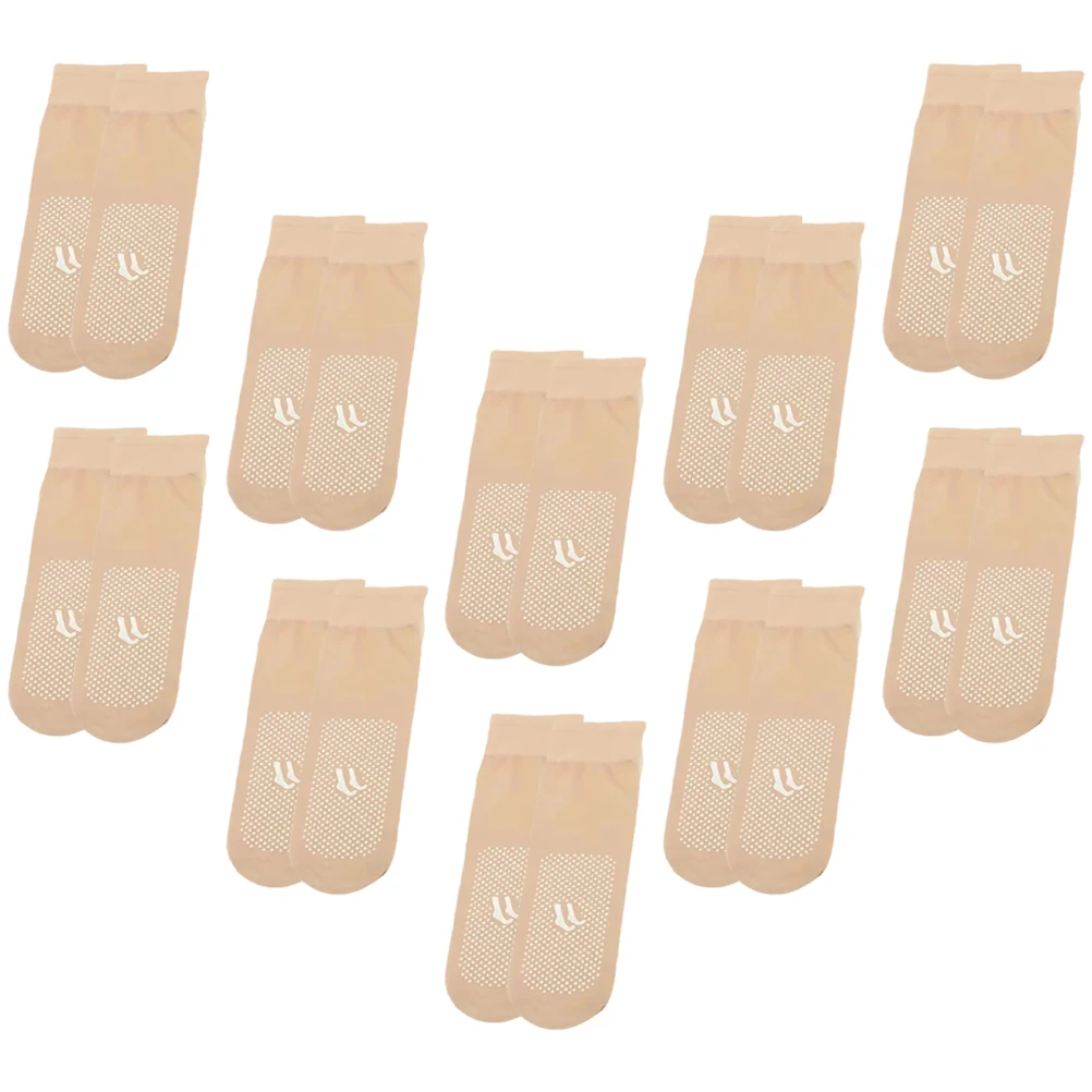 

10 Pairs Anti snagging Socks Women Thin Cotton Ankle Non slip Soles Short Stockings Skin Color Foot Care Tools
