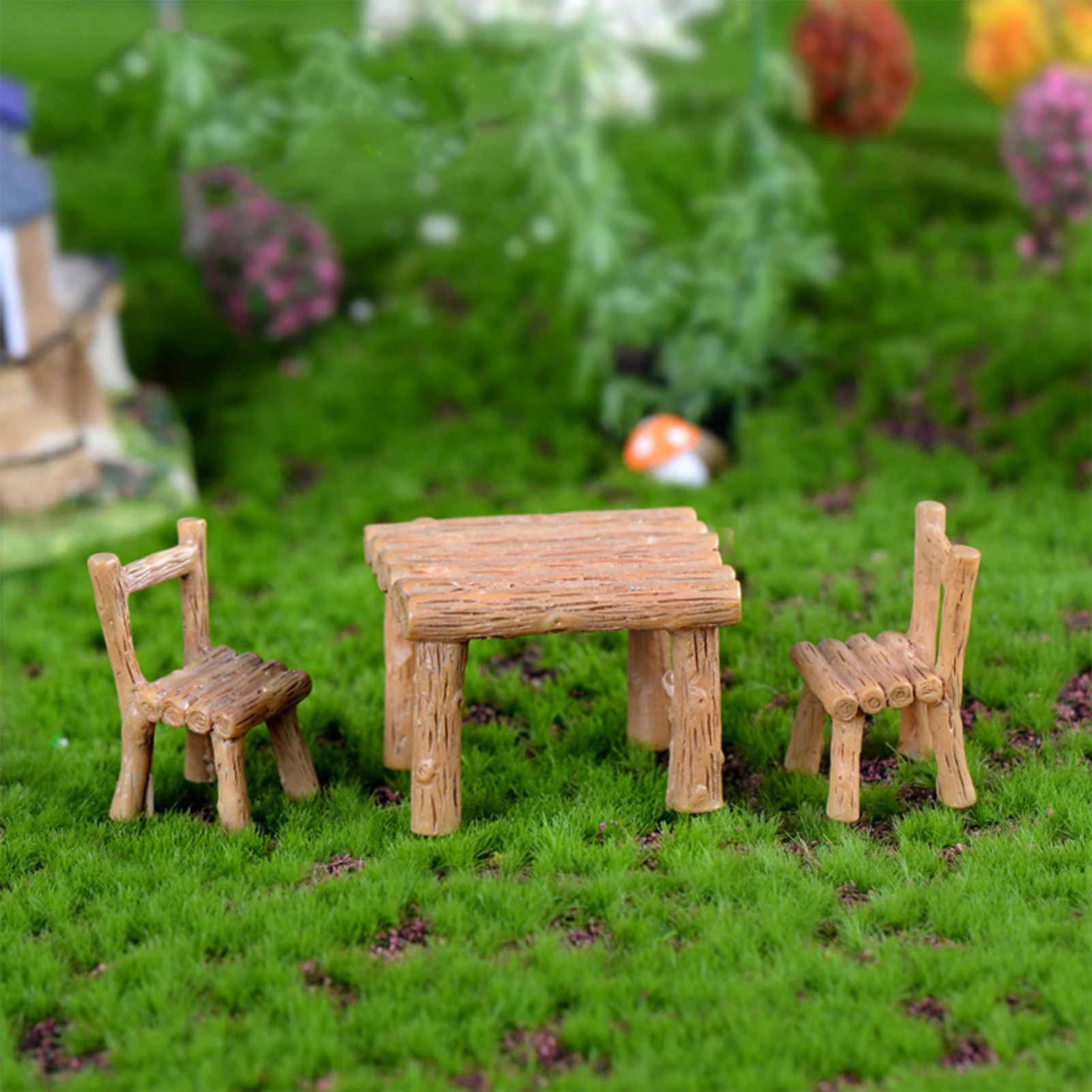 Miniature Tables and Chairs Exquisite Micro Landscape Ornament for Home Desktop Decoration House Accessories Outdoor Decor FU