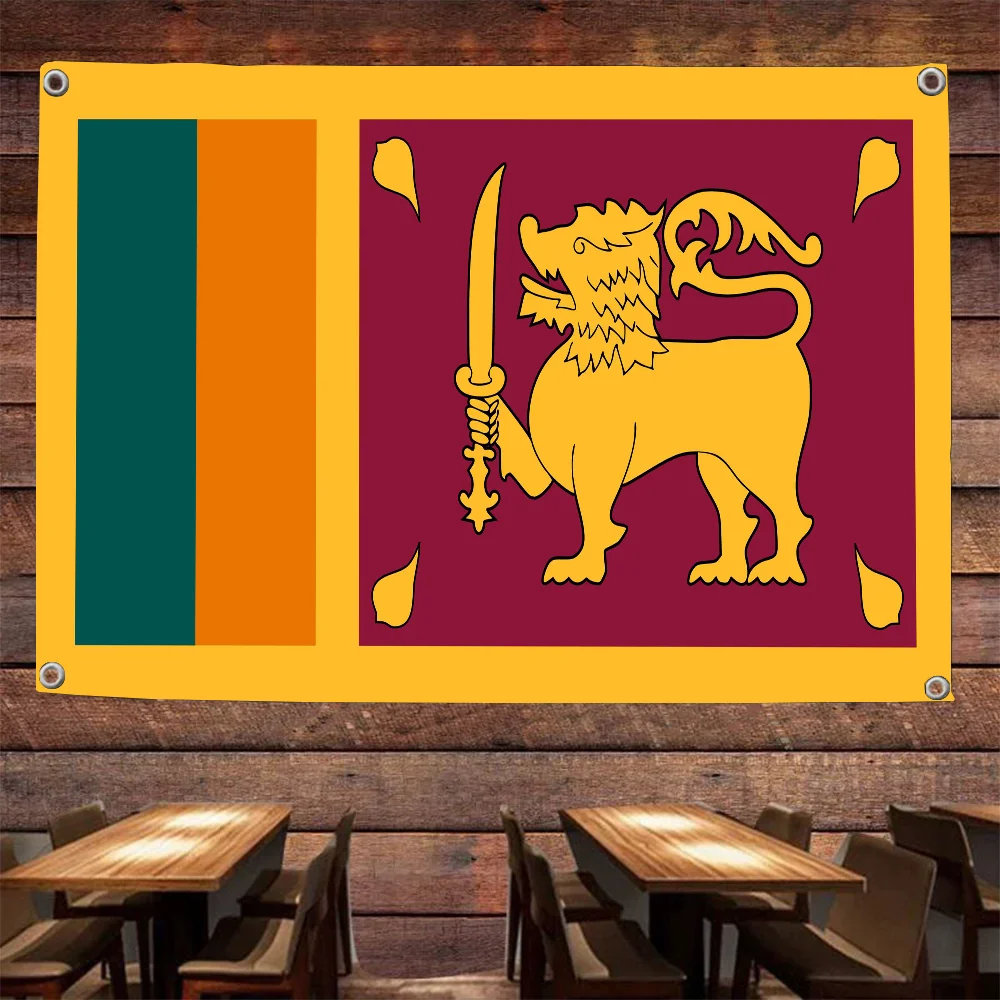 1pc Sri Lanka Flag Flags And Banners Four Hole Flag Polyester Outdoor Decor Room Aesthetic