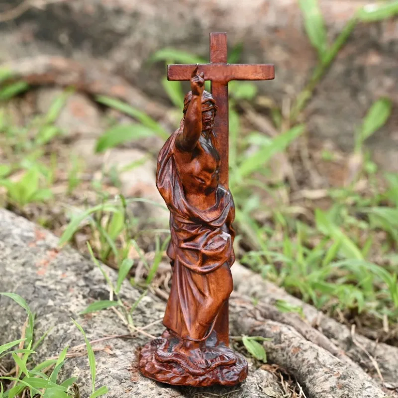 Vintage Wooden Plaque Resurrection of Jesus Wooden Icon Wall Hanging Our Lord Decor