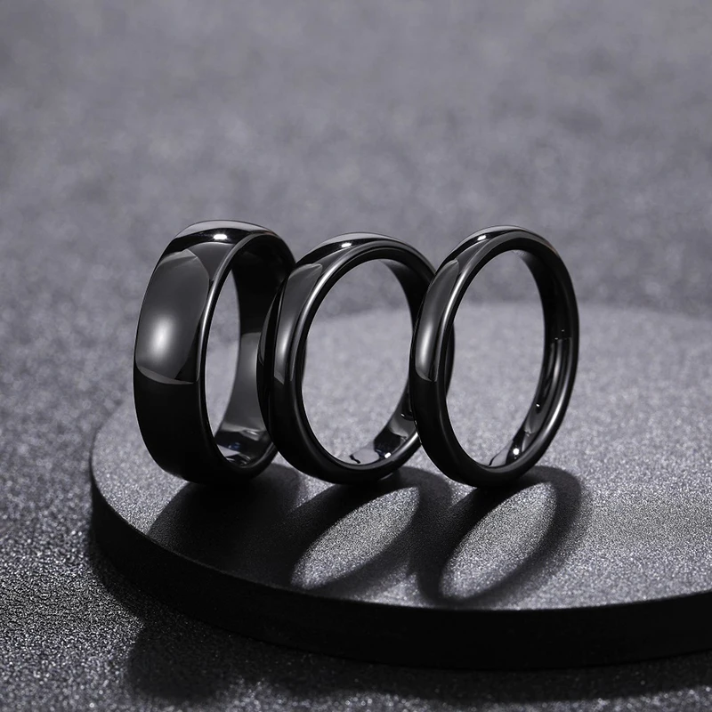 Kolmnsta 2/4/6mm Schwarz Gebürstet Mode Keramik Ring Frauen Männer Hochzeit Ringe Engagement Band Weiblichen schmuck bague Plus Größe 4-14 – Detail 3