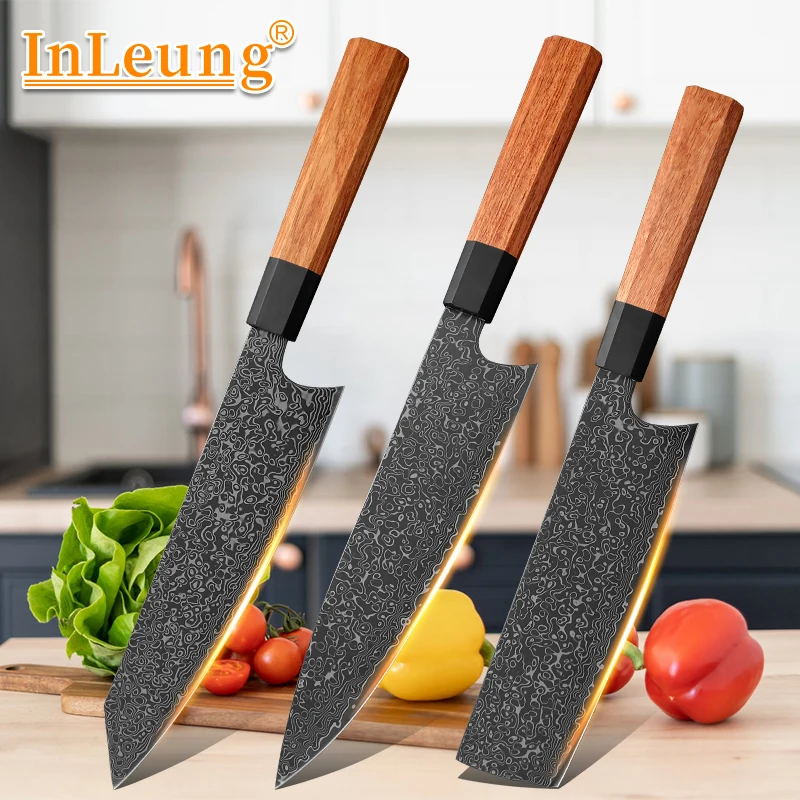 Professionelles geschmiedetes VG10 Damaszener Stahl Kochmesser, scharfes japanisches Küchenmesser für Köche, scharfes Allzweck-Filetiermesser, Kochwerkzeuge