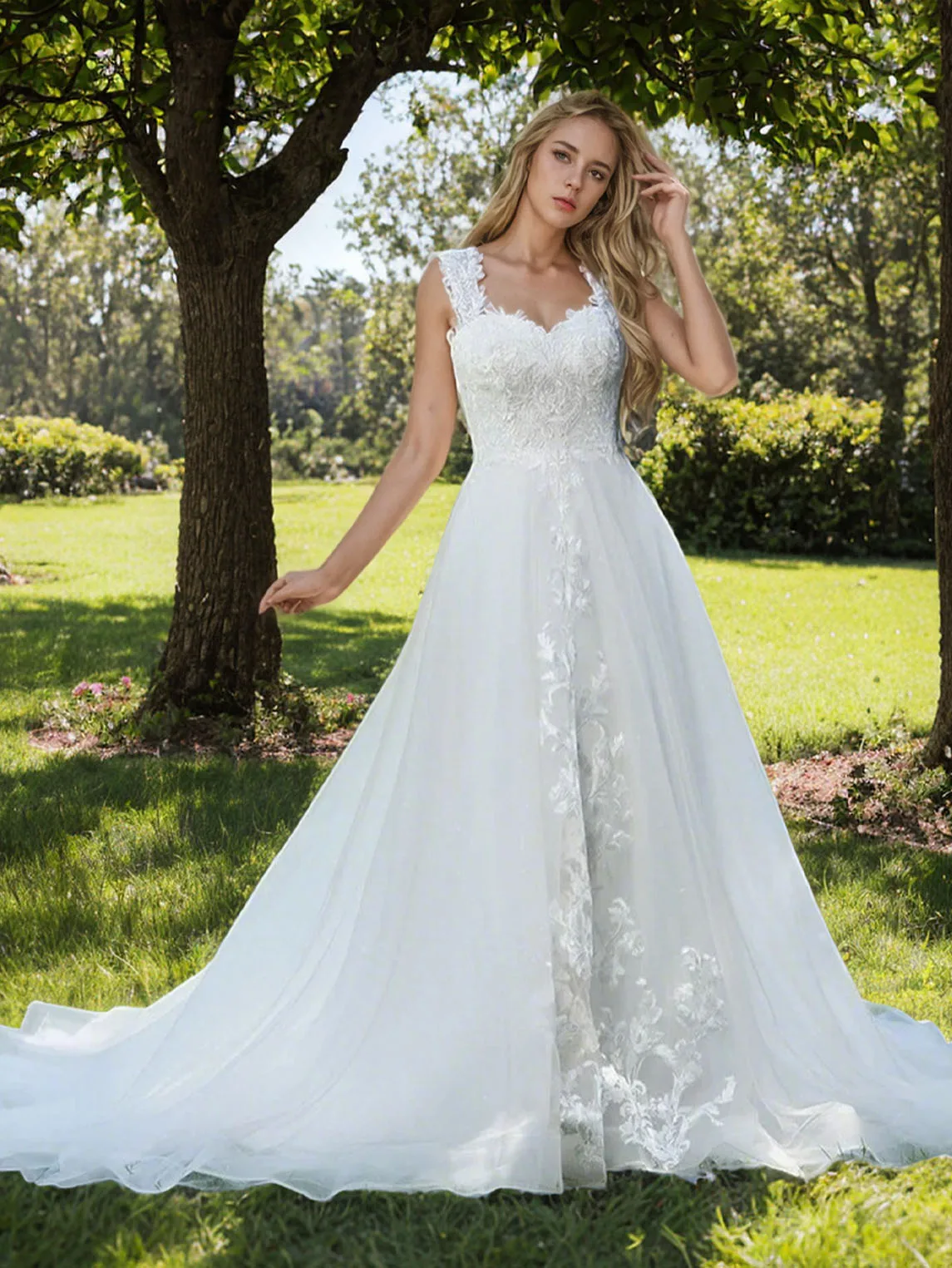 

Elegant Sweetheart A-Line Wedding Dress Sleeveless Satin Lace Bridal Gown Appliques Sweep Train Bridal Gown 2025 Free Customized