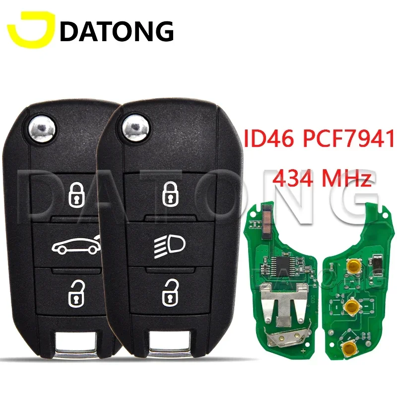 

Datong World Car Remote Control Key For Peugeot 208 2008 301 308 508 5008 Citroen C-Elysee C4-Cactus 434MHz ID46 PCF7941 Chip