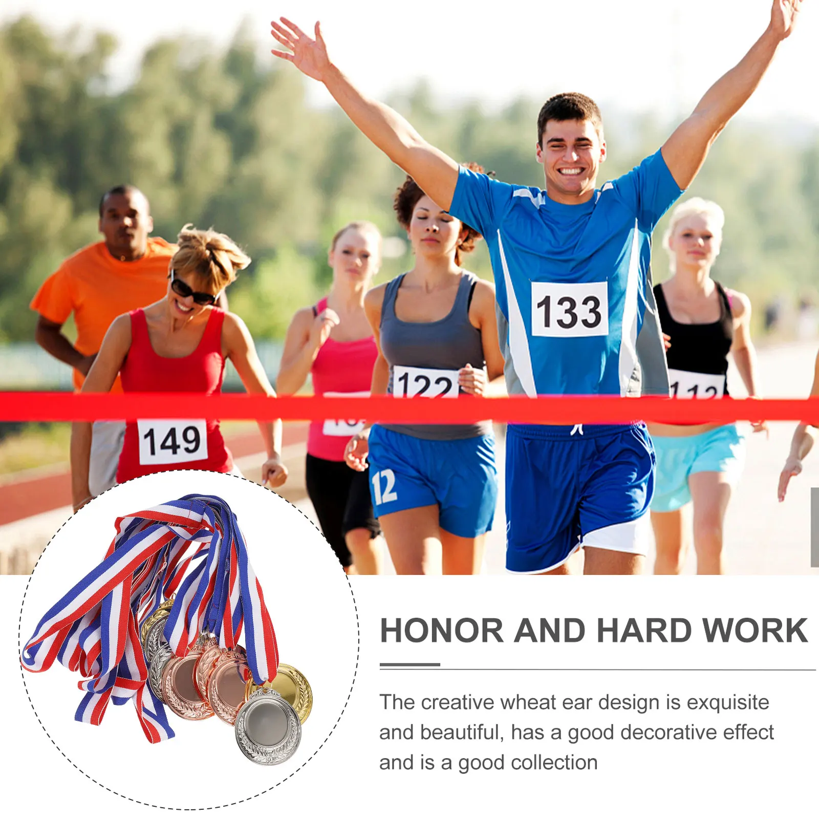

9pcs Metal Award Medals Gold Silver Bronze 6.5Cm Zinc Alloy Wheat Pattern Competition Sport School Match Prizes