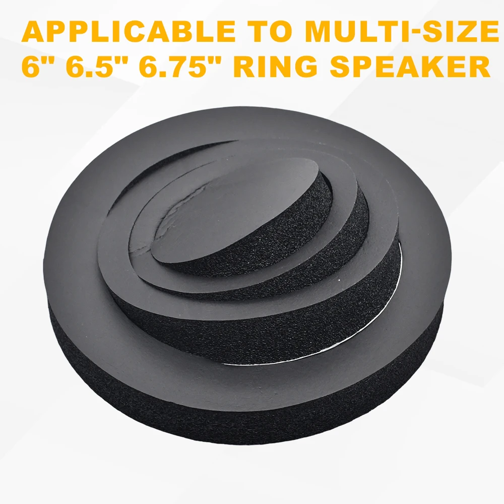 2PCS 6.5 Inch Car Speaker Sound Insulation Ring Bass Door Trim Self Adhesive Cotton Audio Speaker Soundproofing for Vehicle