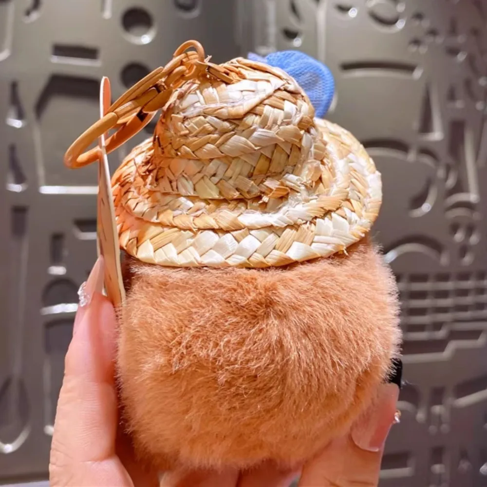 

Creative Catch Fish Capybara Bag Pendant Stuffed Fishing Net Capybara Key Ring Funny PP Cotton Cartoon Animal Keychain Women