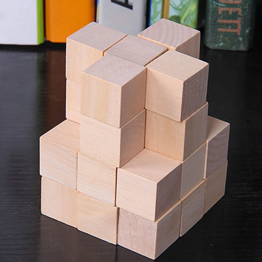 250 Pcs Square Wooden Block Kids Toy Unfinished Cubes Blank Blocks Stack Small Building Pine Child