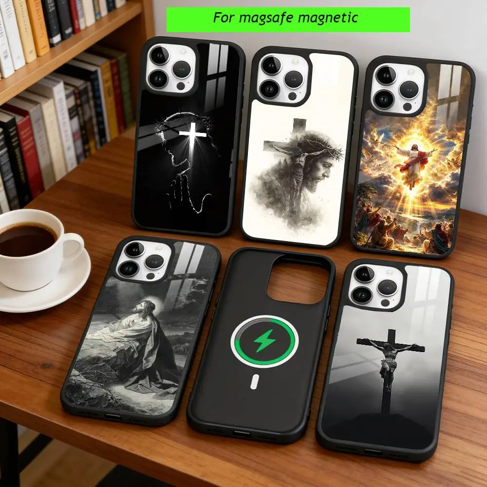 

Jesus Christ Phone Case For iPhone17,16,15,14,13,12,11 Plus,Pro Magnetic with Magsafe Wireless Charging